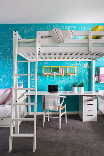 loft bed with chair underneath