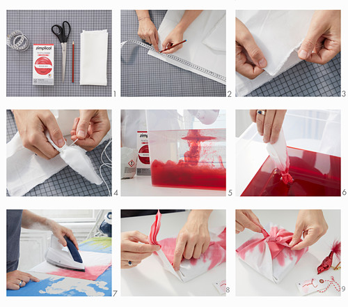 Making furoshiki fabric gift wrap
