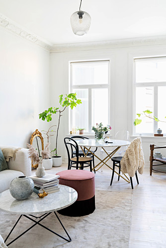 Couch Coffee Table And Pouffe In Front Image 12668603 Living4media - Pouffe Coffee Table Couch Coffee Table And Pouffe In Front Image 12668603 Living4media - Pouffe Coffee Table