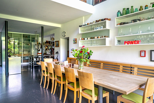 Dining Area With Wall Mounted Shelves In Buy Image 12673625 Living4media