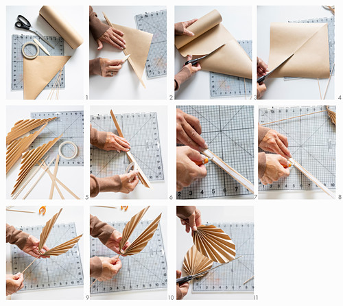 Instructions for making brown paper palm leaves