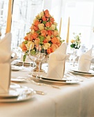 Beautiful Rose Flower Arrangement at a Table Setting
