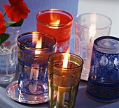 Candles in Middle Eastern glasses as party decorations