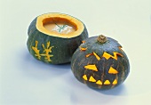 Carved pumpkins for soup and Halloween