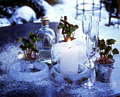 New Year's Eve table decoration in open air