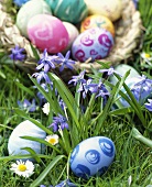 Painted Easter eggs in grass