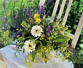 Bouquet of flowers in a zinc container
