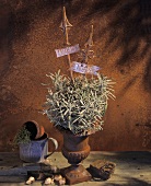 Lavender in patinated amphora