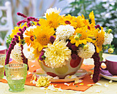 Dahlias, sunflowers, marigolds and Amaranthus