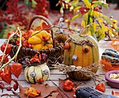 Ornamental gourds with amusing faces