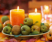 Quinces on green plate