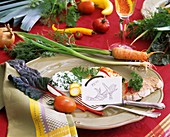 Place setting with vegetable decoration