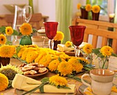 Table decoration with sunflowers