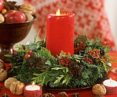 Wreath with red candle
