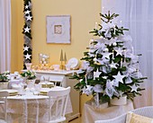 Room with white Christmas decorations