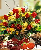 Arrangement of tulips, daffodils and hyacinths