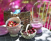 Summer fruit on garden table
