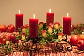 Advent wreath with mushroom-shaped biscuits