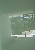 Interior of an architect-designed house with view of garden