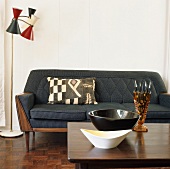 Sofa and standard lamp