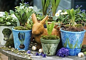 Plant pots decorated using serviette technique