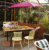 Table with lanterns in a conservatory