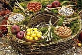 A bird food wreath