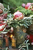 Decoration for Epiphany with olive branches & pomegranates