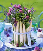 Arrangement of chives, borage, dill and asparagus
