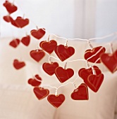 Red, heart-shaped fairy lights