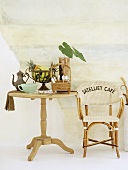 Fruit basket on table and chair