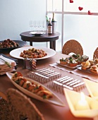Canapes on a laid table