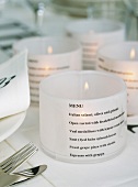 Candle holder menus