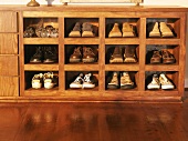 Shoes in shelving compartments