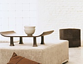 Two white bowls on table