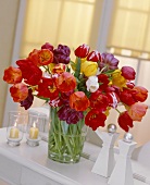 Vase of mixed tulips