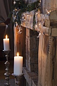 Christmas decorations in country home