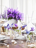 Easter table with spring flowers