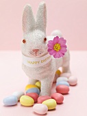 Easter Bunny and coloured sugar eggs