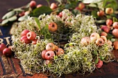 Wreath of clematis and crab apples