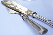 Silver cake cutlery (a cake knife and a cake slice)