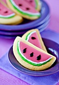 Cookies in the shape of watermelon slices