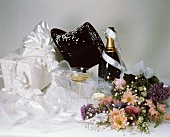 Wedding Gift with Flowers and Champagne