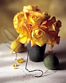 Bouquet of Red Tipped Yellow Roses in a Vase