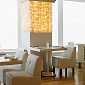 White Restaurant Interior 