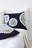 Decorative cushions decorated with crochet
