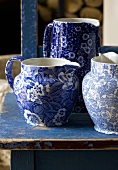 Blue and white ceramic jugs