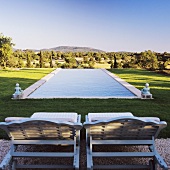 A fantastic view over a pool of the Mallorquin landscape