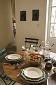 Mediterranean food in a country house in front of a terrace door