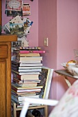 Stack of books on chair